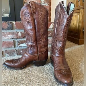 Vintage Tony Lama Cowboy Boots Black and Gold Label